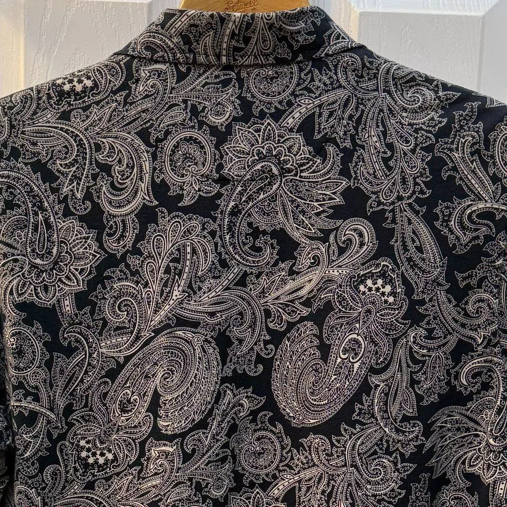 Vintage 90s Polo Ralph Lauren Black Large Paisley Polo Shirt Size Large